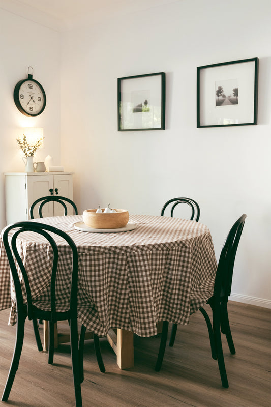 Round Tablecloth - Choc Gingham