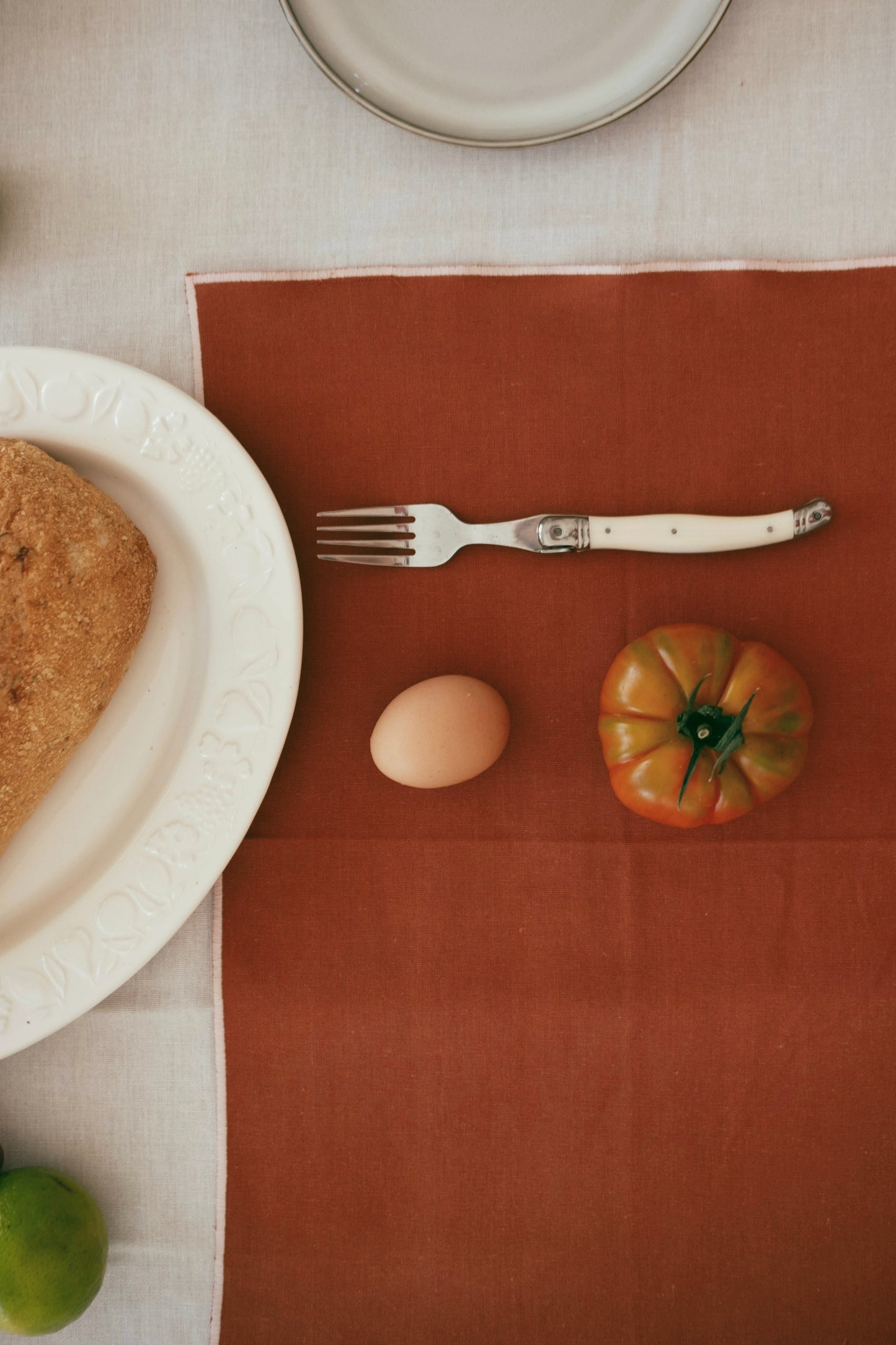 Line Placemat - Rust/Salmon Piping