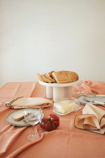 Line Napkin - Blush/Golden Piping