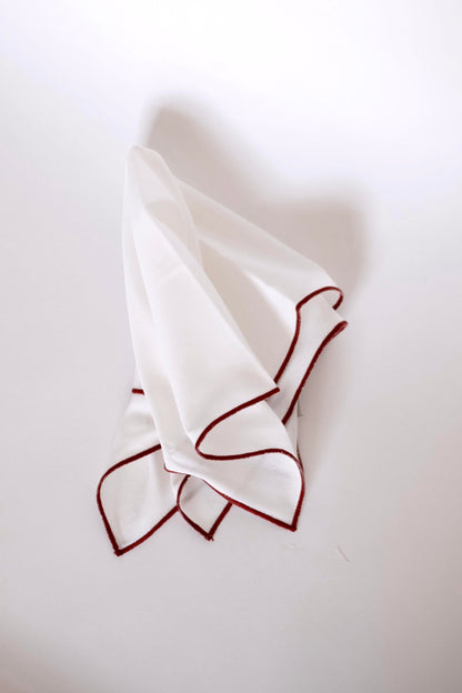 Line Napkin - White/Red Piping