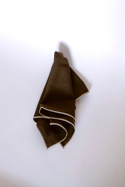 Line Napkin - Olive/Sage Piping