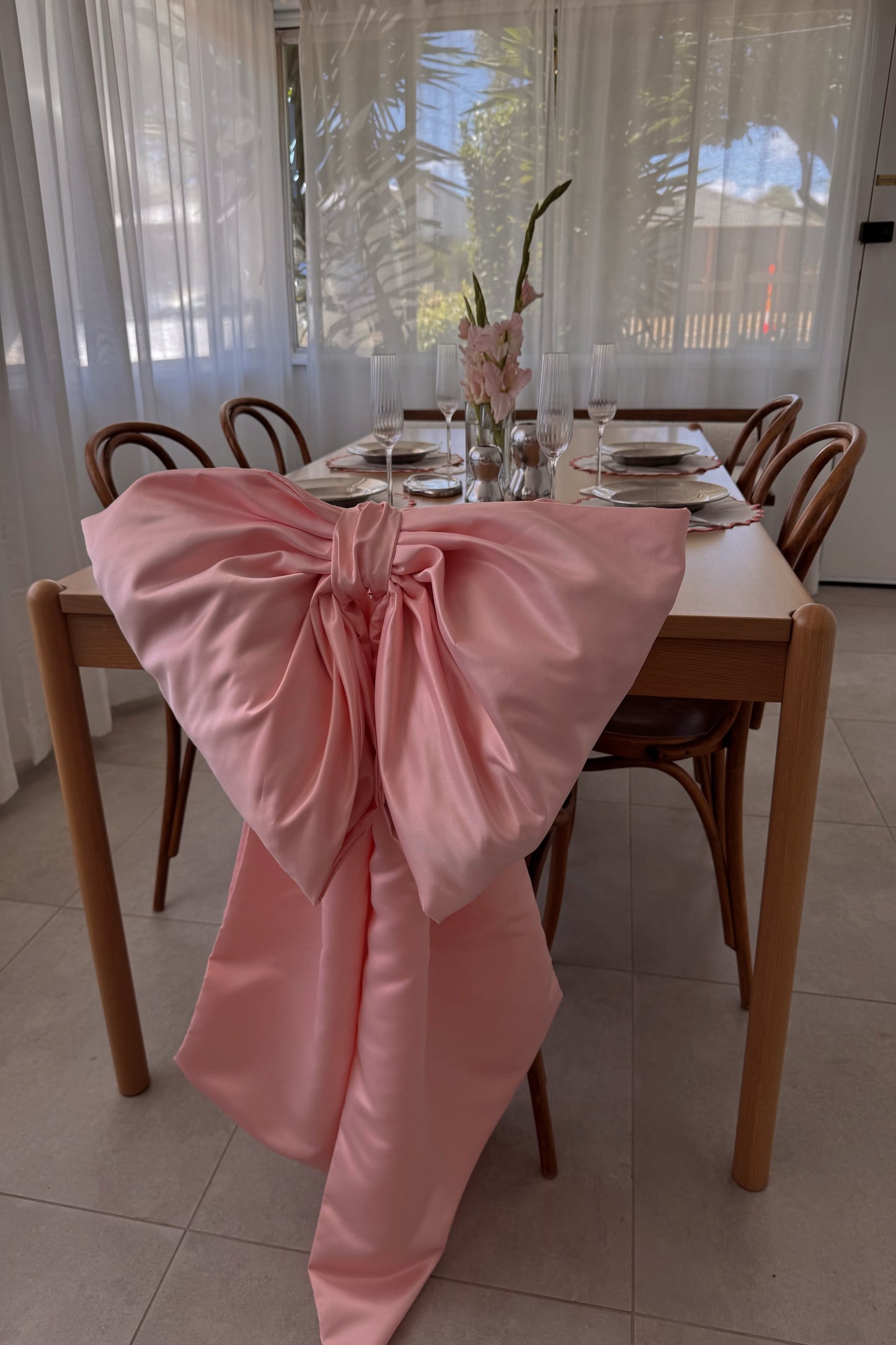 Giant Satin Bow - Baby Pink