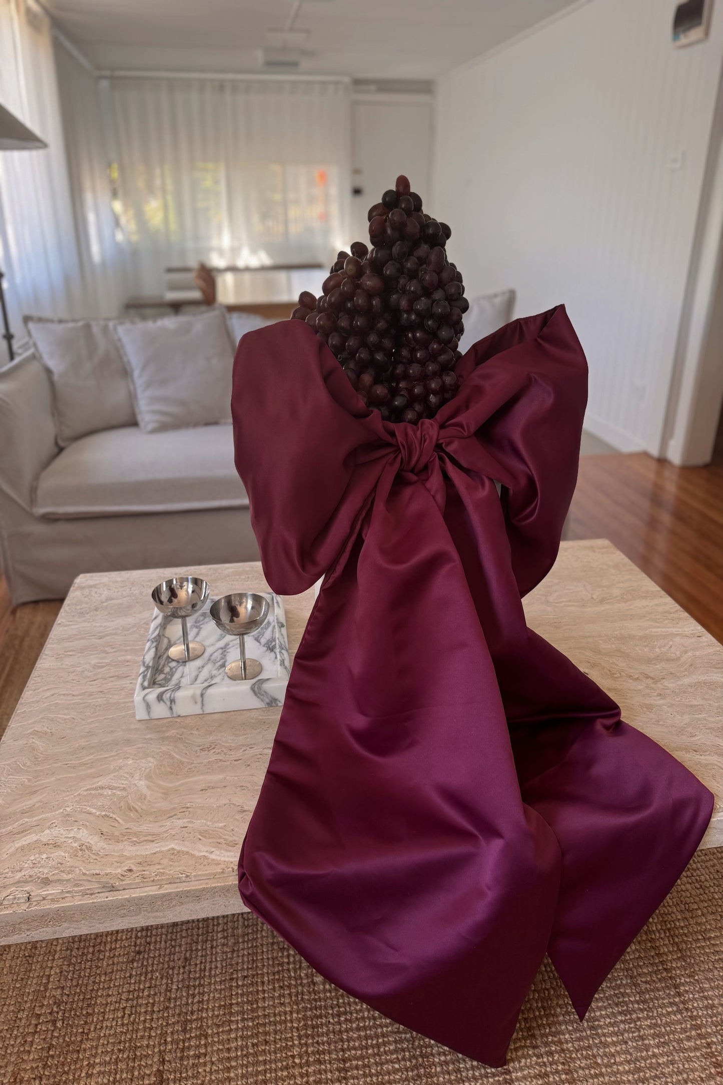 Giant Satin Bow - Red Wine